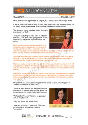 دانلود کتاب شبکه استرالیا. آماده سازی آیلتس انگلیسی را مطالعه کنید. قسمت 16. DVT