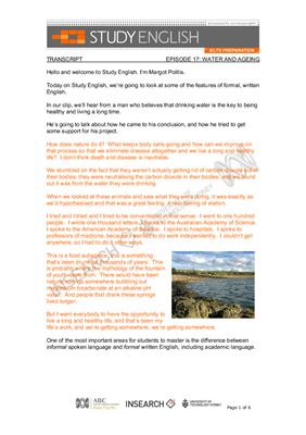 دانلود کتاب شبکه استرالیا. آماده سازی آیلتس انگلیسی را مطالعه کنید. قسمت 17. آب و پیری